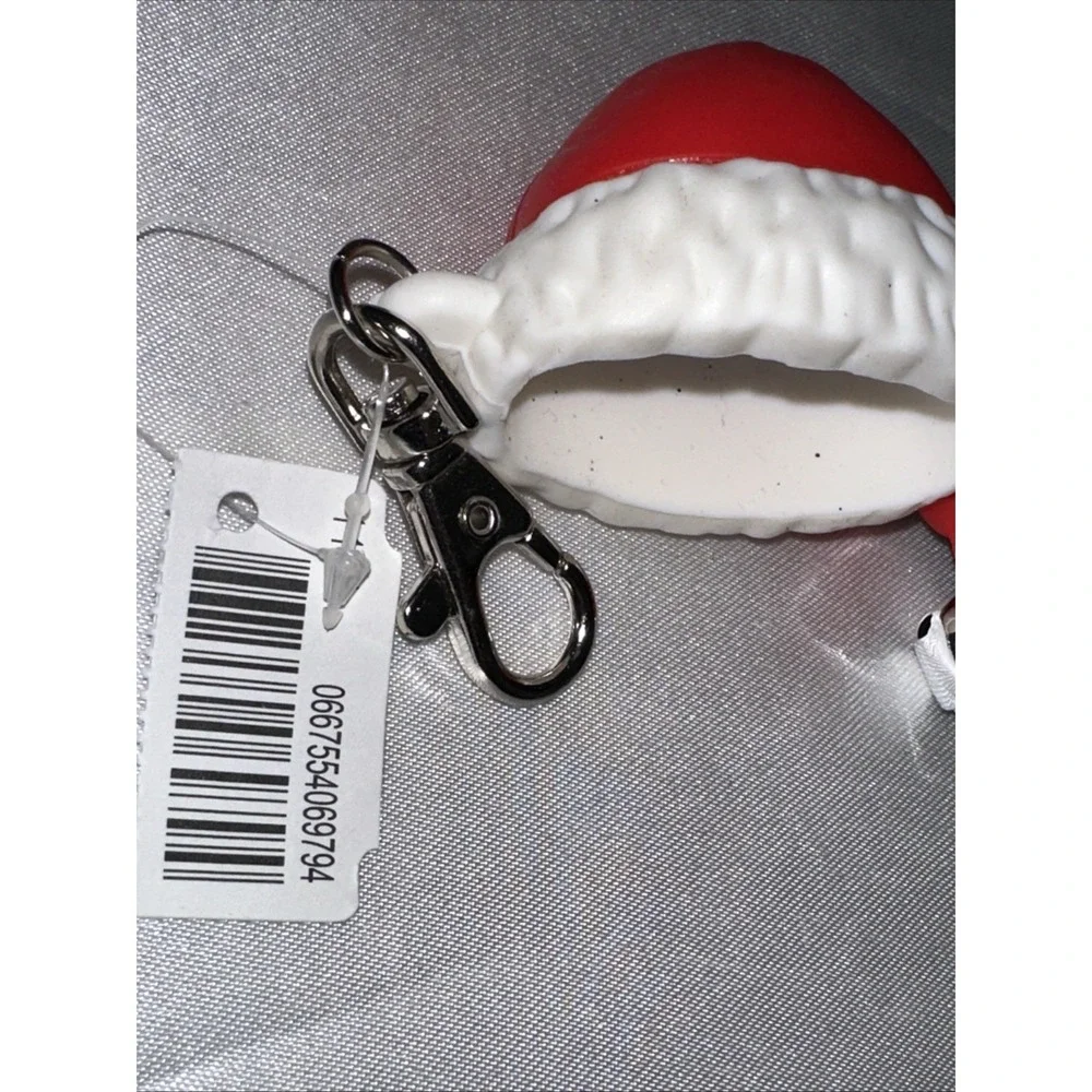 Bath & Body Works Santa Hat PocketBac Holder Red White Silicone Jingle Bell Tag